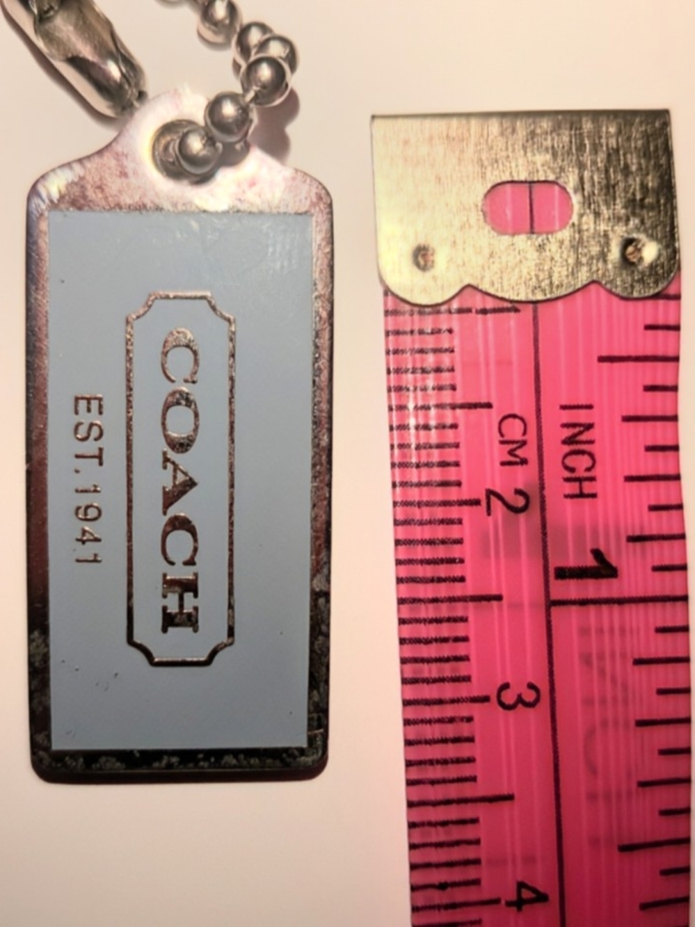 COACH Light Blue Metal Hang Tag With Silver Y2K Small